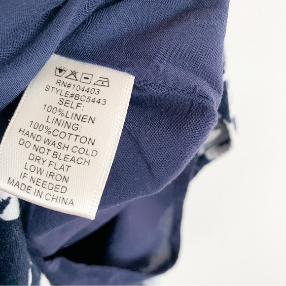 J.O.A. Navy Blue 100% Linen Tie Strap Romper Sz XS - Picture 7 of 8